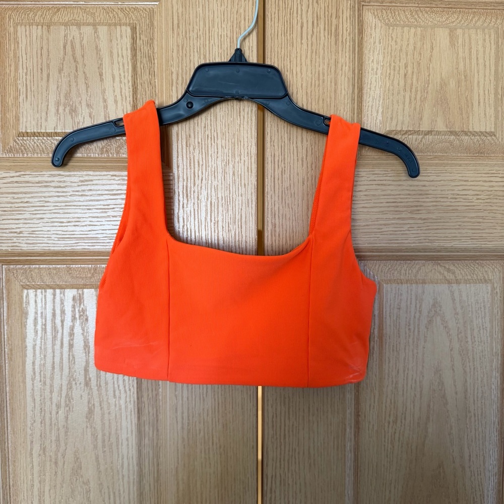 Orange Ribbed Wilo Sports Bra